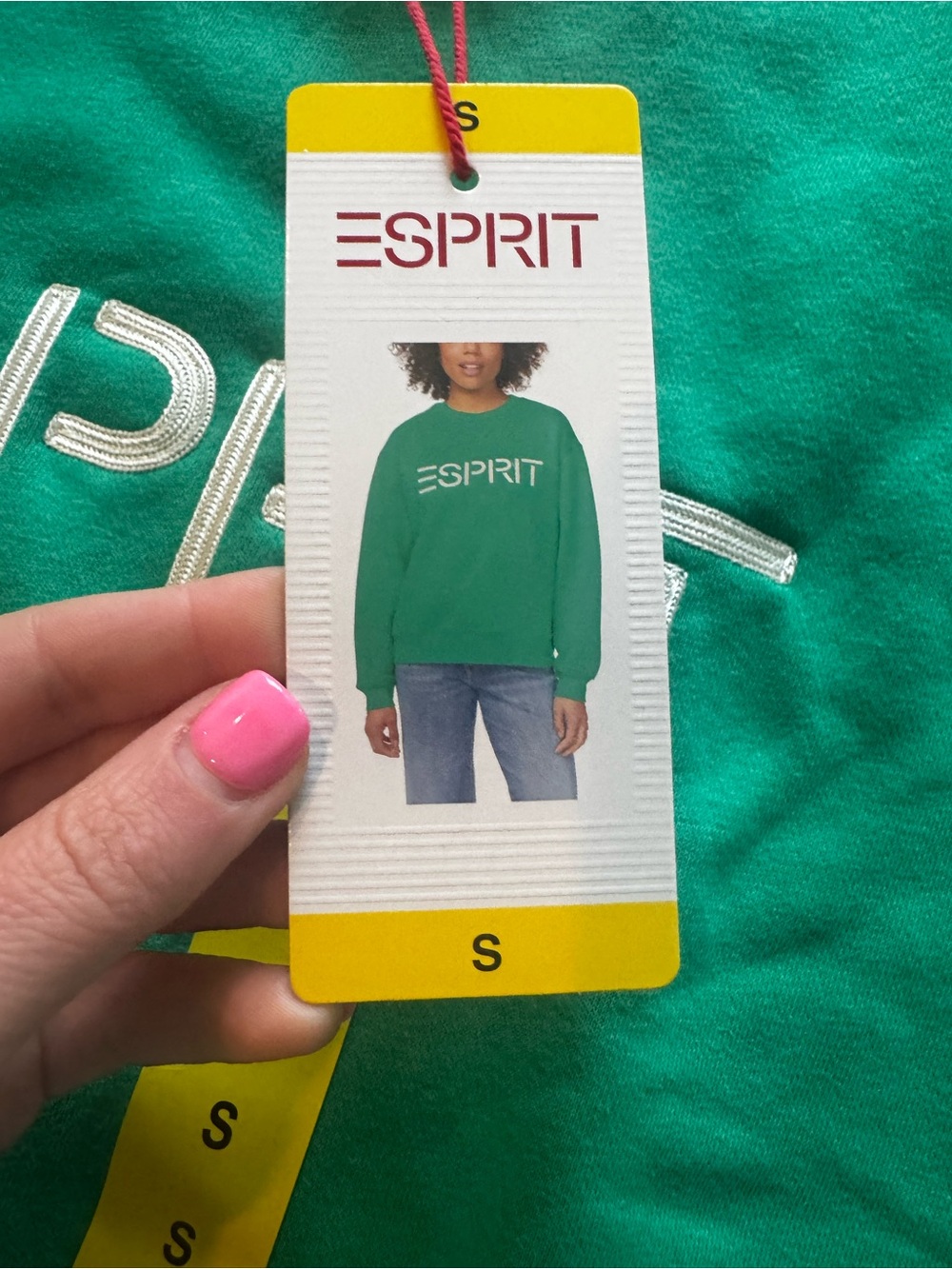 Esprit Green Crewneck Sweatshirt with White Logo - Picture 3 of 5